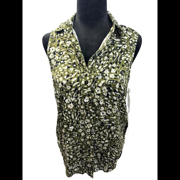 Tops - Liverpool Los Angeles Floral Print Sleeveless Button-Up Top